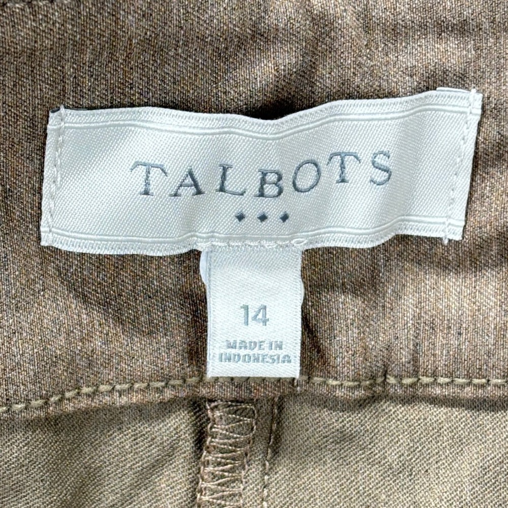 Talbots Pants Womens 14 Beige Pull On Straight Leg Stretch Rayon Blend NEW - Picture 7 of 9